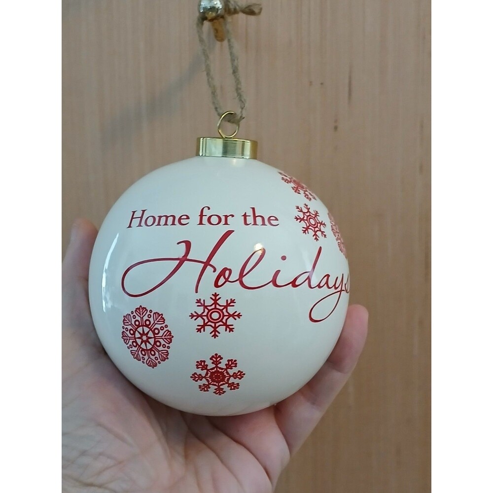 Home for the Holidays Glass Christmas Ornament 4 inches Round